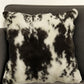 18" X 18" Black And White Rabbit Zippered Natural Fur Animal Print Throw Pillow