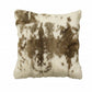 18" X 18" Brown And White Rabbit Zippered Natural Fur Animal Print Throw Pillow