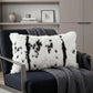 12" X 20" Black And White Rabbit Zippered Natural Fur Animal Print Throw Pillow