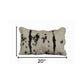 12" X 20" Black And White Rabbit Zippered Natural Fur Animal Print Throw Pillow