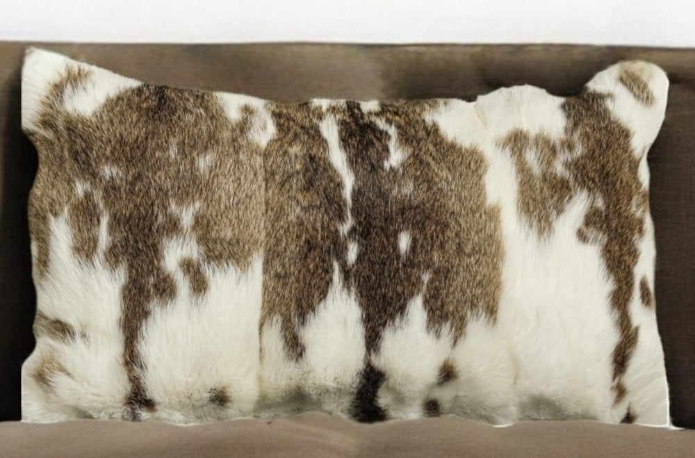 12" X 20" Brown and White Throw Pillow