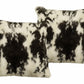 Set of Two 18" Black and White Rabbit Natural Fur Throw Pillow