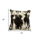 Set of Two 18" Black and White Rabbit Natural Fur Throw Pillow