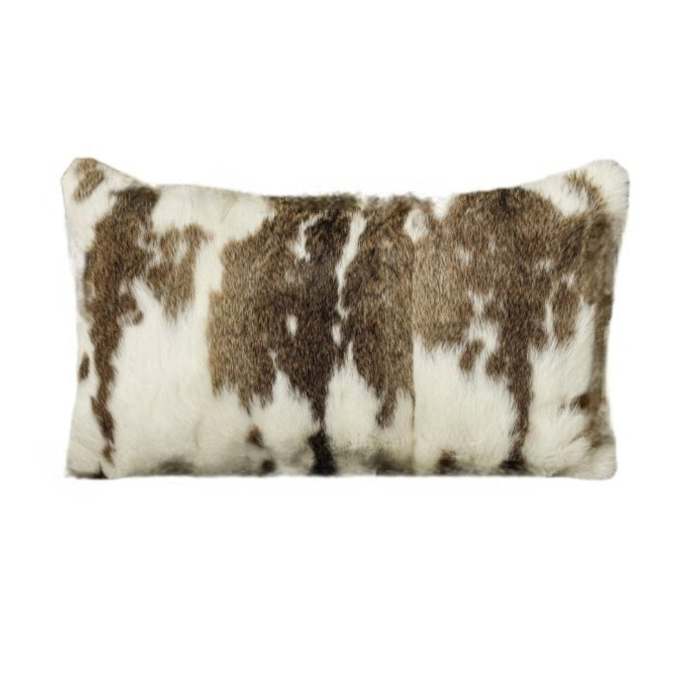 Set of Two 12" X 20" Brown and White Throw Pillows