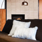 Set Of Two 18" White Rabbit Zippered Natural Fur Throw Pillows