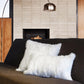 Set Of Two 18" White Rabbit Zippered Natural Fur Throw Pillows