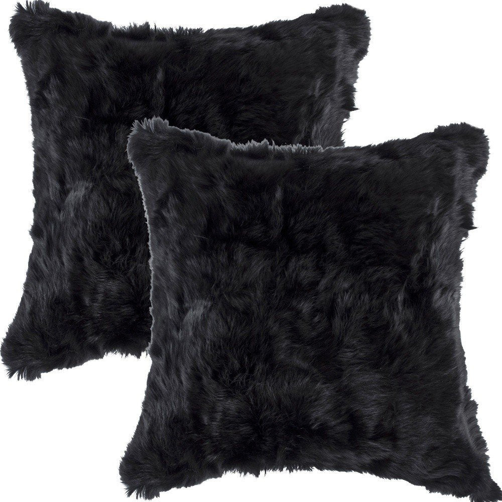 Set of Two 18" Black Throw Pillows
