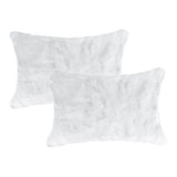 Set of Two 12" X 20" White Natural Fur Throw Pillows
