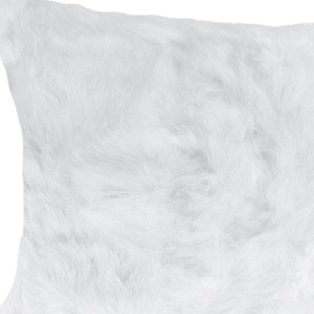 Set of Two 12" X 20" White Natural Fur Throw Pillows