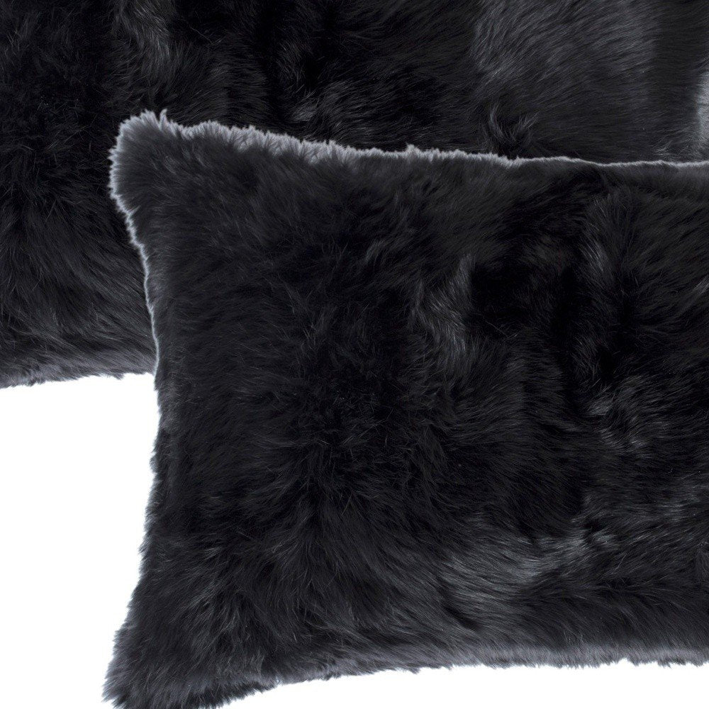 Set of Two 12" X 20" Black Throw Pillows