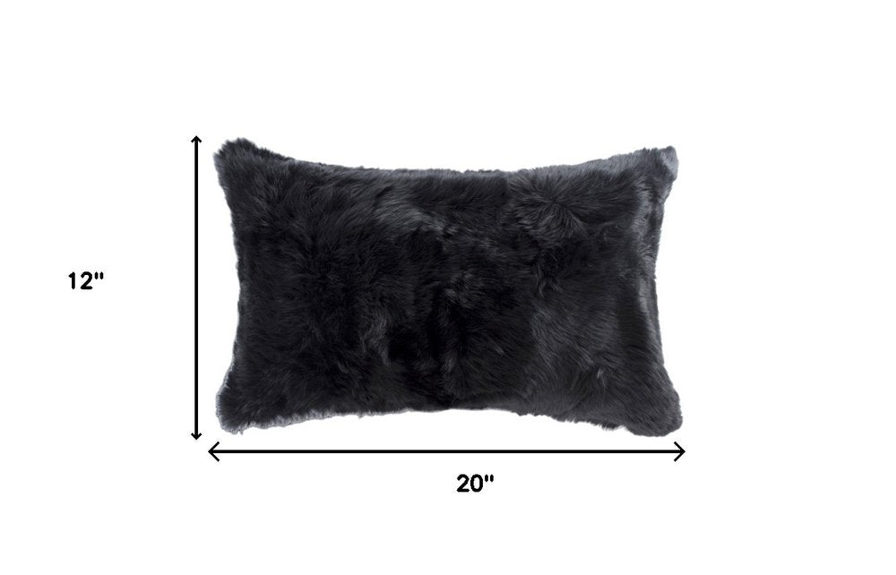 Set of Two 12" X 20" Black Throw Pillows