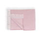 70" X 55" Pink And White Cotton Blend Woven Herringbone Plush Throw Blanket with Tassels