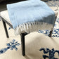 Aqua Blue and White Dreamy Soft Herringbone Throw Blanket