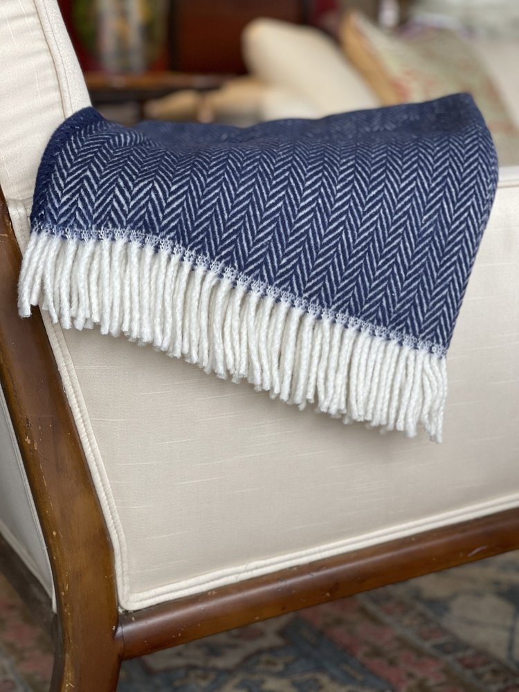 70" X 55" Brown And White Cotton Blend Woven Herringbone Plush Throw Blanket with Tassels