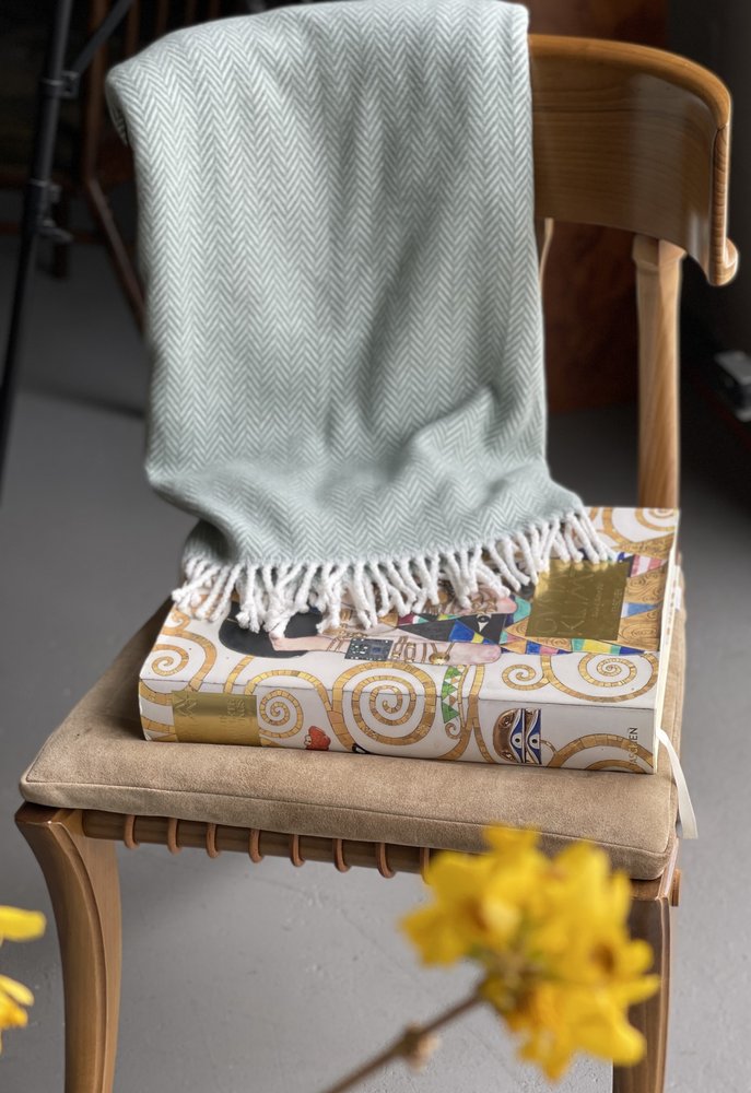 70" X 55" Pink And White Cotton Blend Woven Herringbone Plush Throw Blanket with Tassels