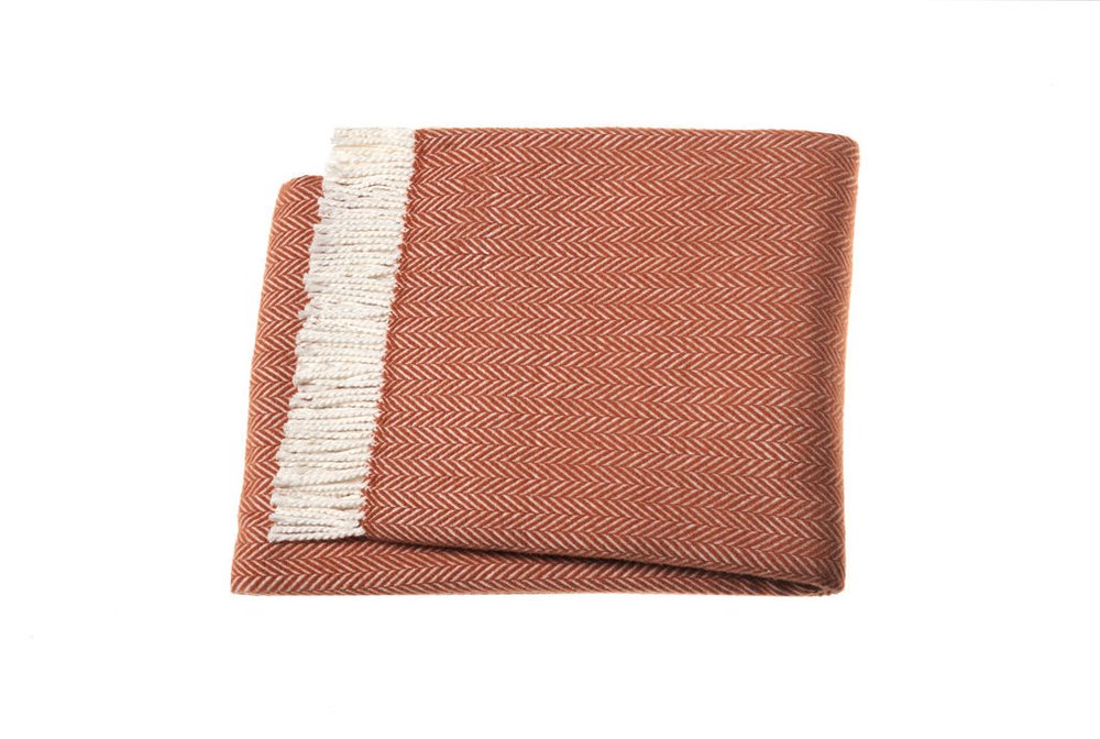 70" X 55" Pink And White Cotton Blend Woven Herringbone Plush Throw Blanket with Tassels