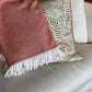 70" X 55" Pink And White Cotton Blend Woven Herringbone Plush Throw Blanket with Tassels