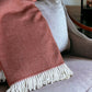 70" X 55" Pink And White Cotton Blend Woven Herringbone Plush Throw Blanket with Tassels