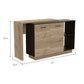 Natural and Natural And Black 59" Kitchen Island With Storage