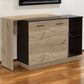 Natural and Natural And Black 59" Kitchen Island With Storage