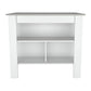 White and Gray 41" Kitchen Island With Storage