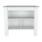 White and Gray 41" Kitchen Island With Storage