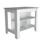 White and Gray 41" Kitchen Island With Storage