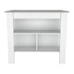 White and Gray 41" Kitchen Island With Storage