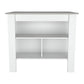 White and Gray 41" Kitchen Island With Storage