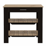 Black and Natural 40" Kitchen Island With Storage