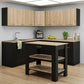 Black and Natural 40" Kitchen Island With Storage