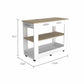White and Brown 40" Rolling Kitchen Cart With Storage