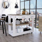 White and Brown 40" Rolling Kitchen Cart With Storage