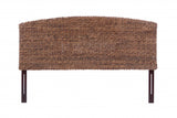 Brown Natural and Rustic Woven Banana Leaf Curved King Size Headboard