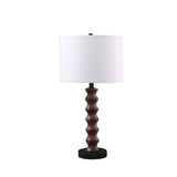 28" Dark Cherry Polyresin Indents Table Lamp With White Shade