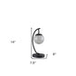 14" Matte Black Metal Arched Hanging Orb USB Table Lamp