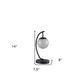 14" Matte Black Metal Arched Hanging Orb USB Table Lamp