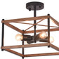 Brown And Black Lantern Four Light Metal Chandelier