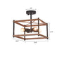 Industrial Wood Square Four Light Ceiling Fixture