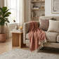 70" X 55" Terra Cotta Woven Cotton Plush Throw Blanket