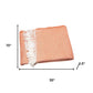 55" X 70" Coral And Ivory Cotton Woven Plush Throw Blanket with Tassels