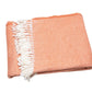 55" X 70" Coral And Ivory Cotton Woven Plush Throw Blanket with Tassels