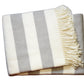 Cream and Gray Slanted Stripe Fringed Throw Blanket