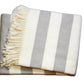 Cream and Gray Slanted Stripe Fringed Throw Blanket