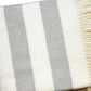 Cream and Gray Slanted Stripe Fringed Throw Blanket