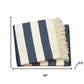 55" X 70" Blue And Cream Striped Cotton Plush Throw Blanket