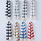 Cream and Sky Blue Slanted Stripe Fringed Throw Blanket