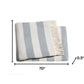 Cream and Sky Blue Slanted Stripe Fringed Throw Blanket