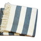 Cream and Slate Slanted Stripe Fringed Throw Blanket
