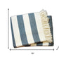Cream and Slate Slanted Stripe Fringed Throw Blanket